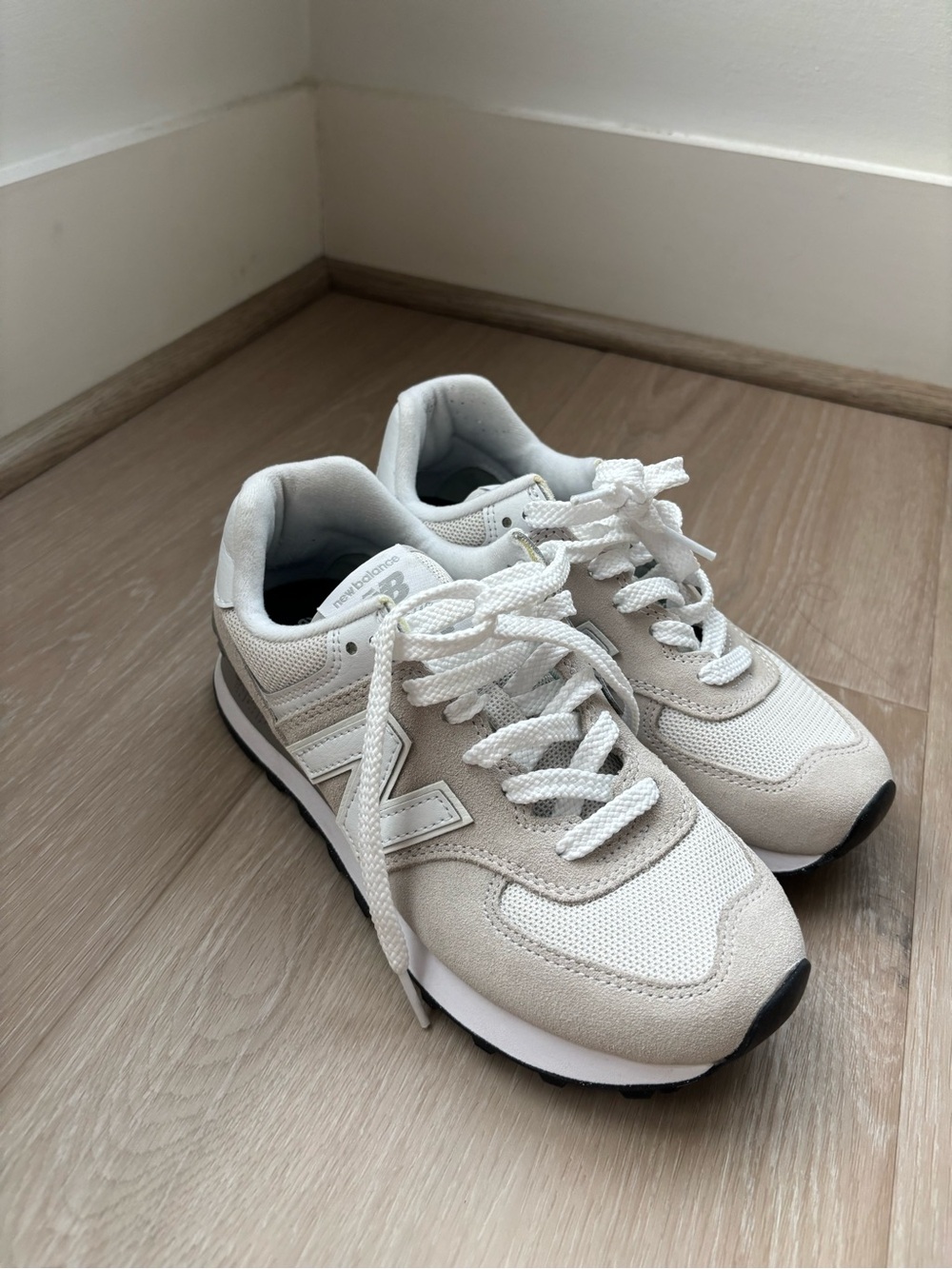 New Balance White & Cream Runner Sneakers